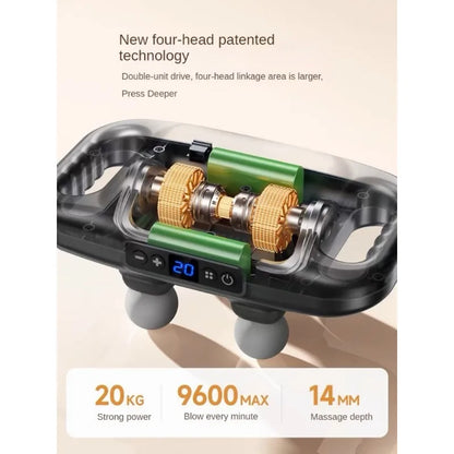 Professional Grade Wireless Waist Massage Four Head Fascia Gun Back Deep High Frequency Muscle Rela 1