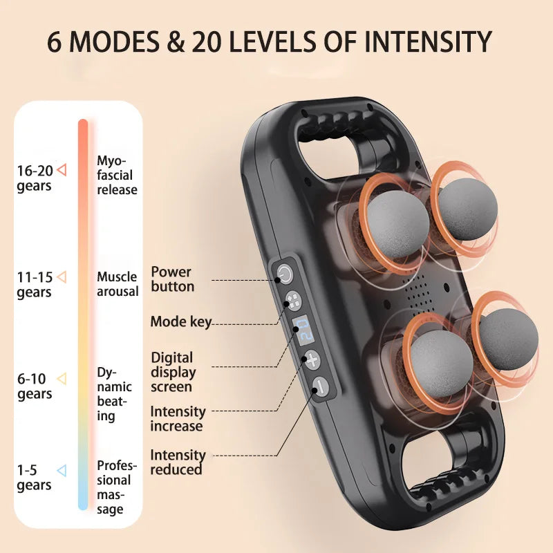 Professional Grade Wireless Waist Massage Four Head Fascia Gun Back Deep High Frequency Muscle Rela 3
