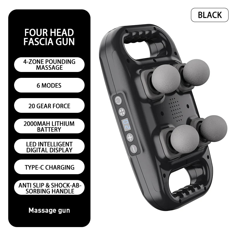 Professional Grade Wireless Waist Massage Four Head Fascia Gun Back Deep High Frequency Muscle Rela 5