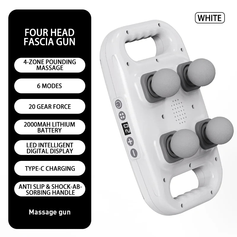 Professional Grade Wireless Waist Massage Four Head Fascia Gun Back Deep High Frequency Muscle Rela 6