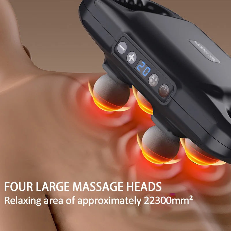 Professional Grade Wireless Waist Massage, Four Head Fascia Gun, Back Deep High Frequency Muscle Relaxation