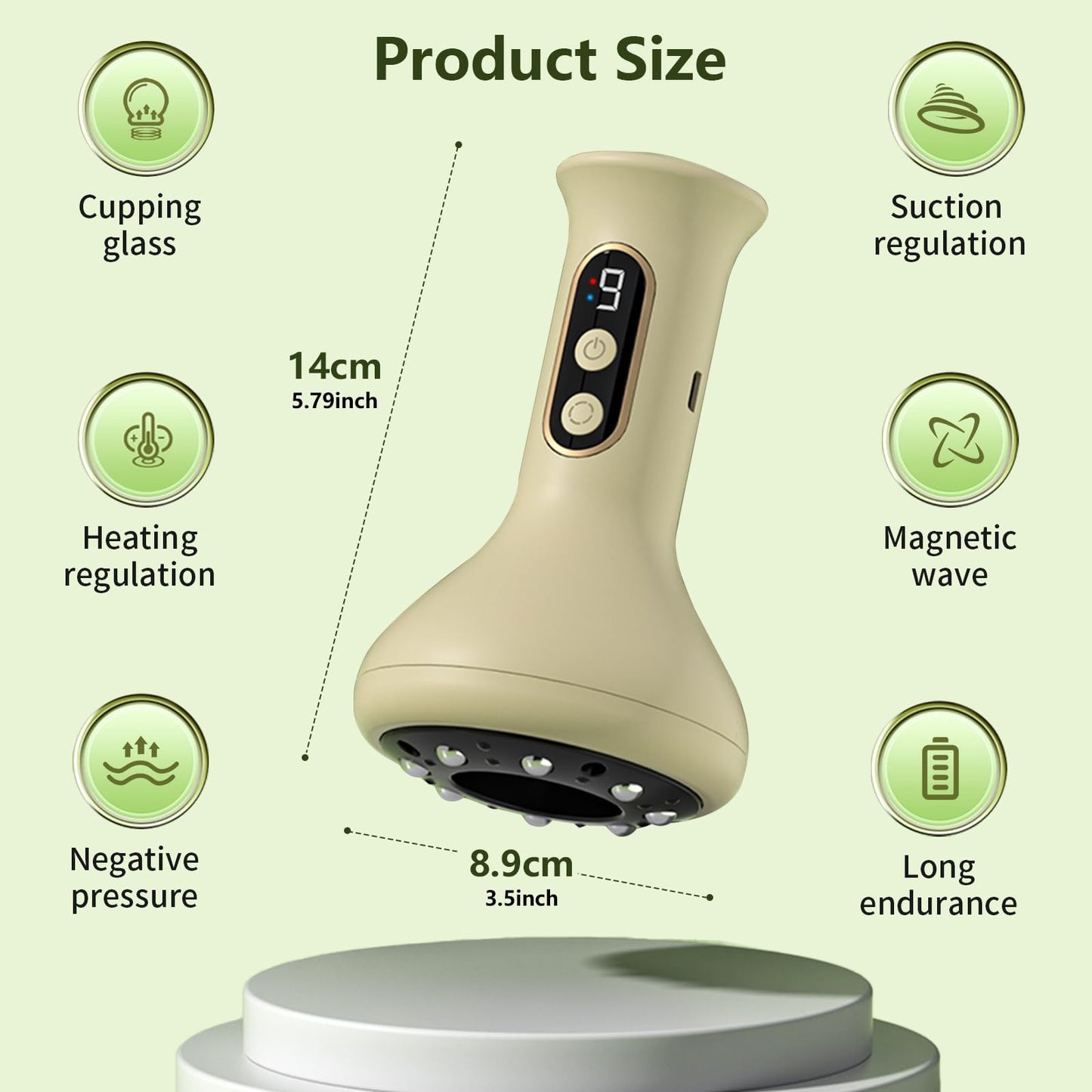 USB Rechargeable Smart Cupping Machine, Vacuum Suction Cup with Hot Compress, Multi-Level Massage for Arm Back Leg