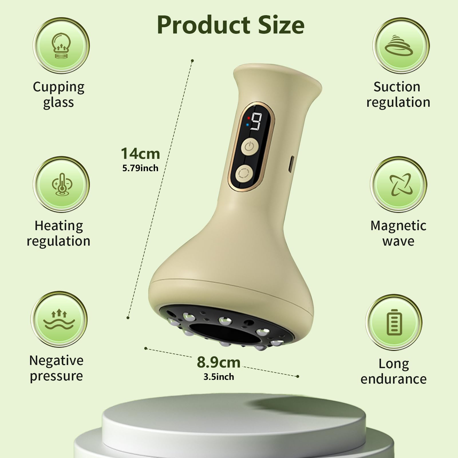 USB Rechargeable Smart Cupping Machine, Vacuum Suction Cup with Hot Compress, Multi-Level Massage for Arm Back Leg
