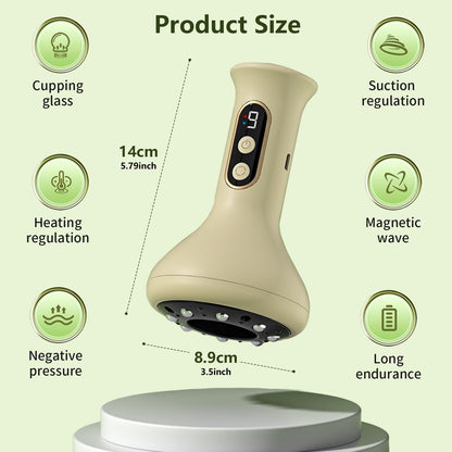 USB Rechargeable Smart Cupping Machine, Vacuum Suction Cup with Hot Compress, Multi-Level Massage for Arm Back Leg