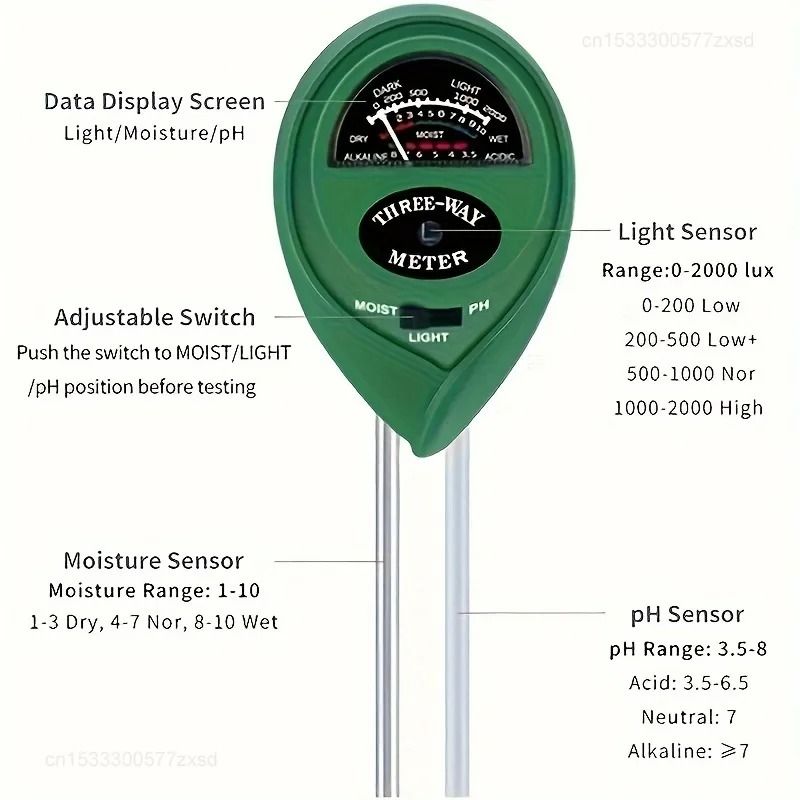 3 In 1 Soil PH Moisture Light Sensor Meter 3
