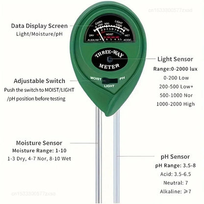 3 In 1 Soil PH Moisture Light Sensor Meter 3