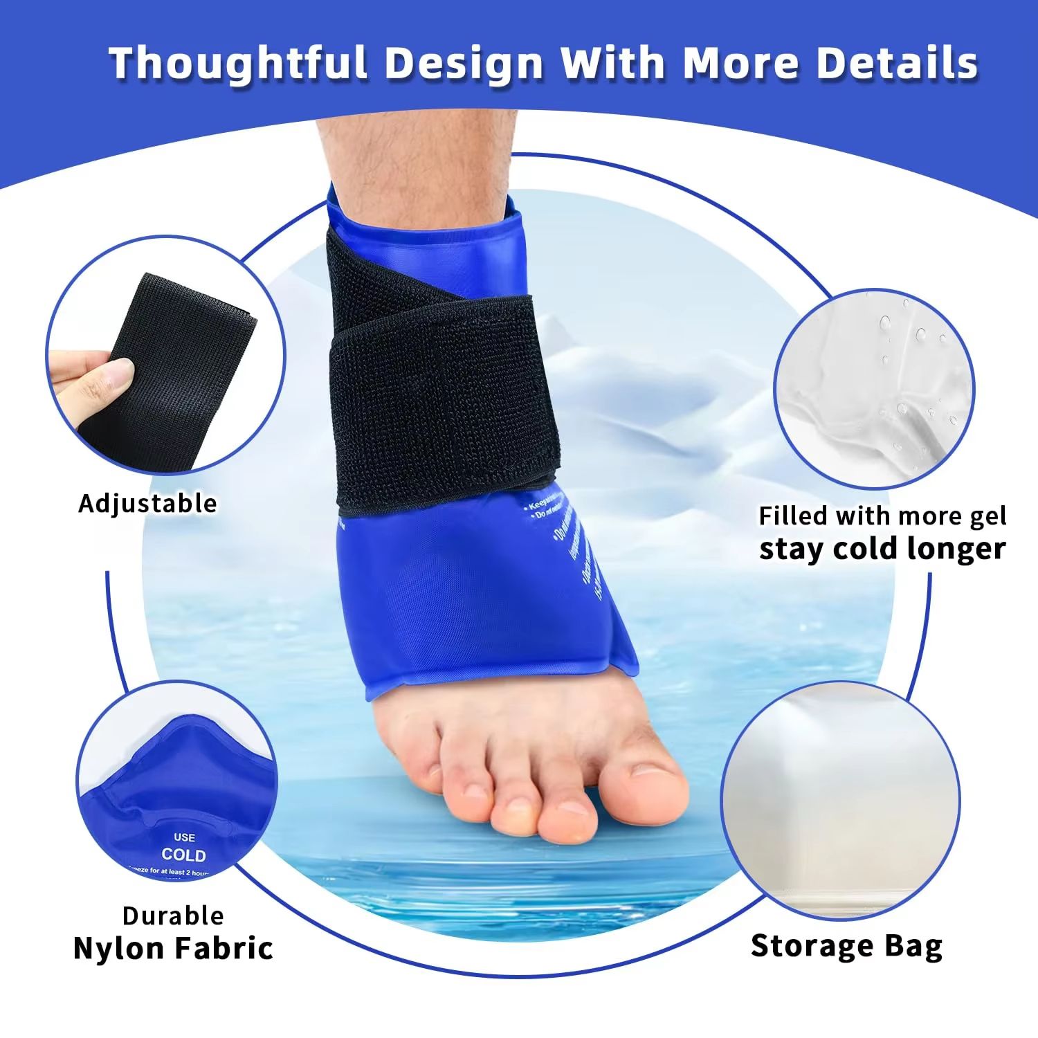 Hot  Cold Ankle Brace Ice Pack Wrap  Reusable Gel Therapy Support For Pain Relief Sprains  Sports I 1