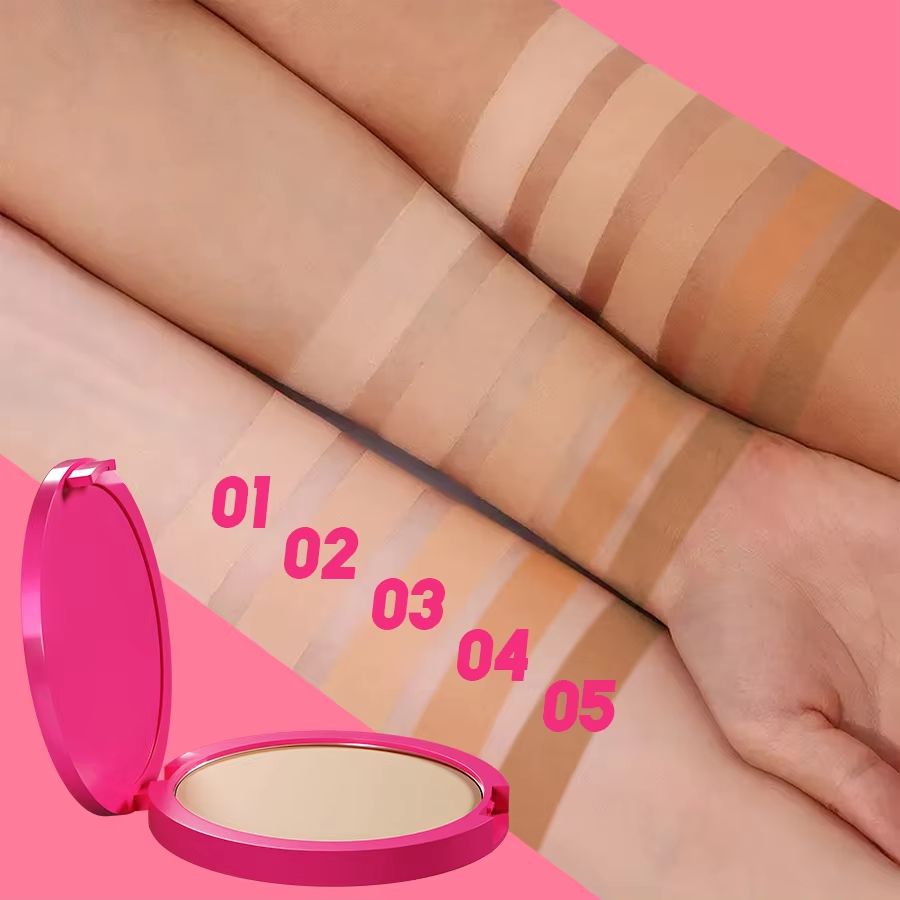 Natural Matte Pressed Powder  Oil Control Brightening Face Base Foundation  Compact Concealer 3