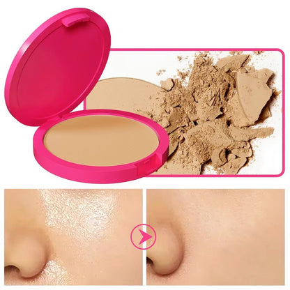 Natural Matte Pressed Powder  Oil Control Brightening Face Base Foundation  Compact Concealer 4