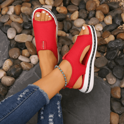 Women Elastic Knit Platform Sandals Casual Summer Wedges