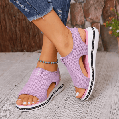 Women Elastic Knit Platform Sandals Casual Summer Wedges 2