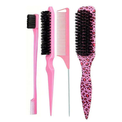 Boar Bristle Slick Back Hair Brush – Sleek Ponytail, Bun & Flyaway Smoothing Tool for Edges and Baby Hairs