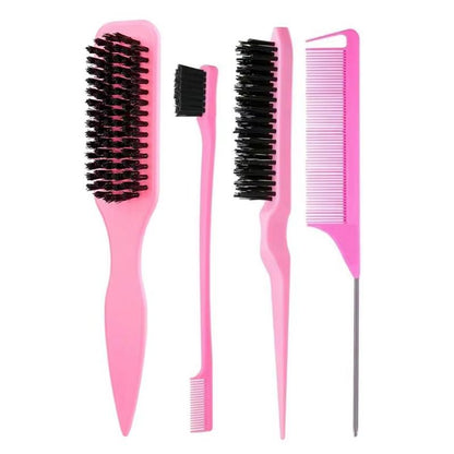 Boar Bristle Slick Back Hair Brush  Sleek Ponytail Bun  Flyaway Smoothing Tool For Edges And Baby H 9