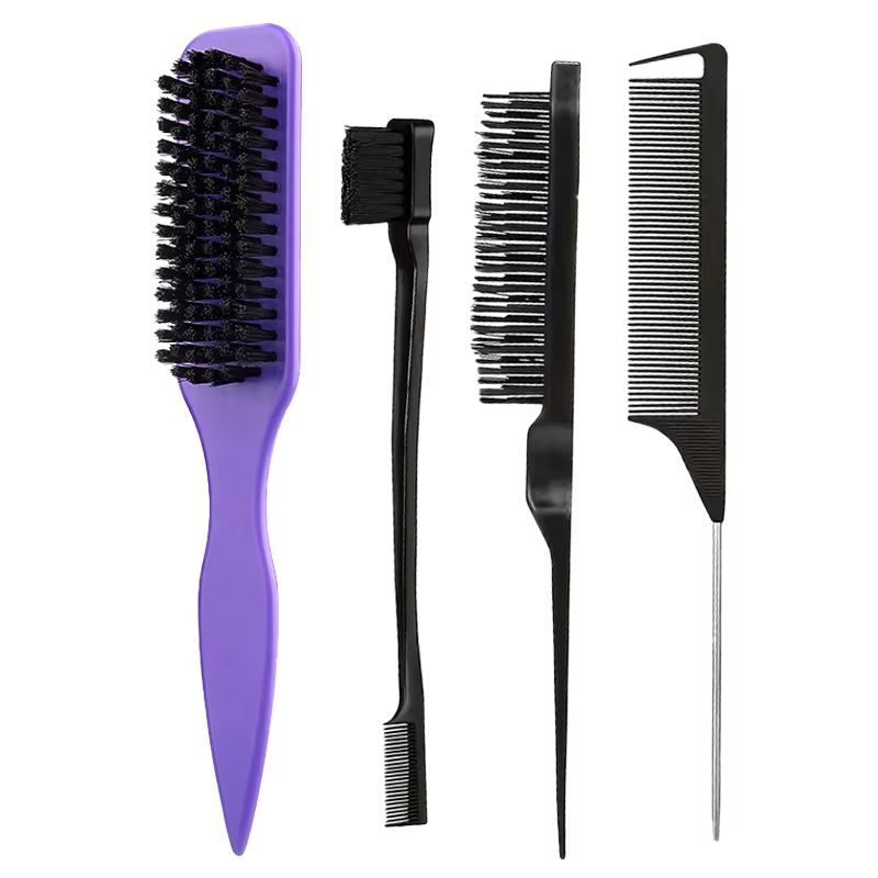 Boar Bristle Slick Back Hair Brush  Sleek Ponytail Bun  Flyaway Smoothing Tool For Edges And Baby H 10