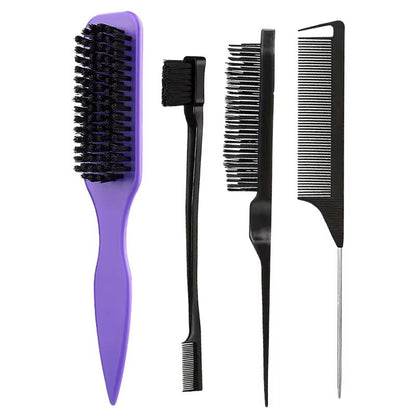 Boar Bristle Slick Back Hair Brush  Sleek Ponytail Bun  Flyaway Smoothing Tool For Edges And Baby H 10