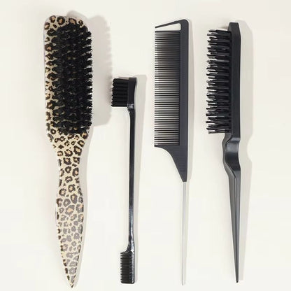 Boar Bristle Slick Back Hair Brush  Sleek Ponytail Bun  Flyaway Smoothing Tool For Edges And Baby H 1