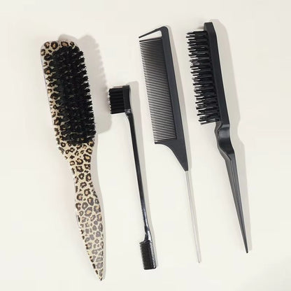 Boar Bristle Slick Back Hair Brush  Sleek Ponytail Bun  Flyaway Smoothing Tool For Edges And Baby H 5