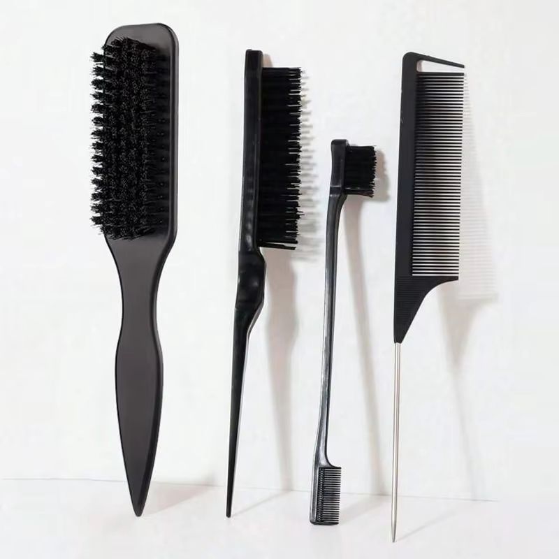 Boar Bristle Slick Back Hair Brush  Sleek Ponytail Bun  Flyaway Smoothing Tool For Edges And Baby H 7