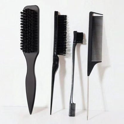 Boar Bristle Slick Back Hair Brush  Sleek Ponytail Bun  Flyaway Smoothing Tool For Edges And Baby H 7