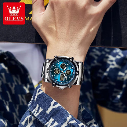OLEVS Mens Multifunctional Watch  Waterproof Electronic Timepiece With Luminous Display Alarm  Fash 1