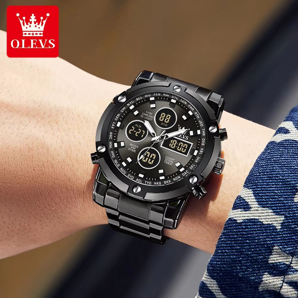 OLEVS Mens Multifunctional Watch  Waterproof Electronic Timepiece With Luminous Display Alarm  Fash 2