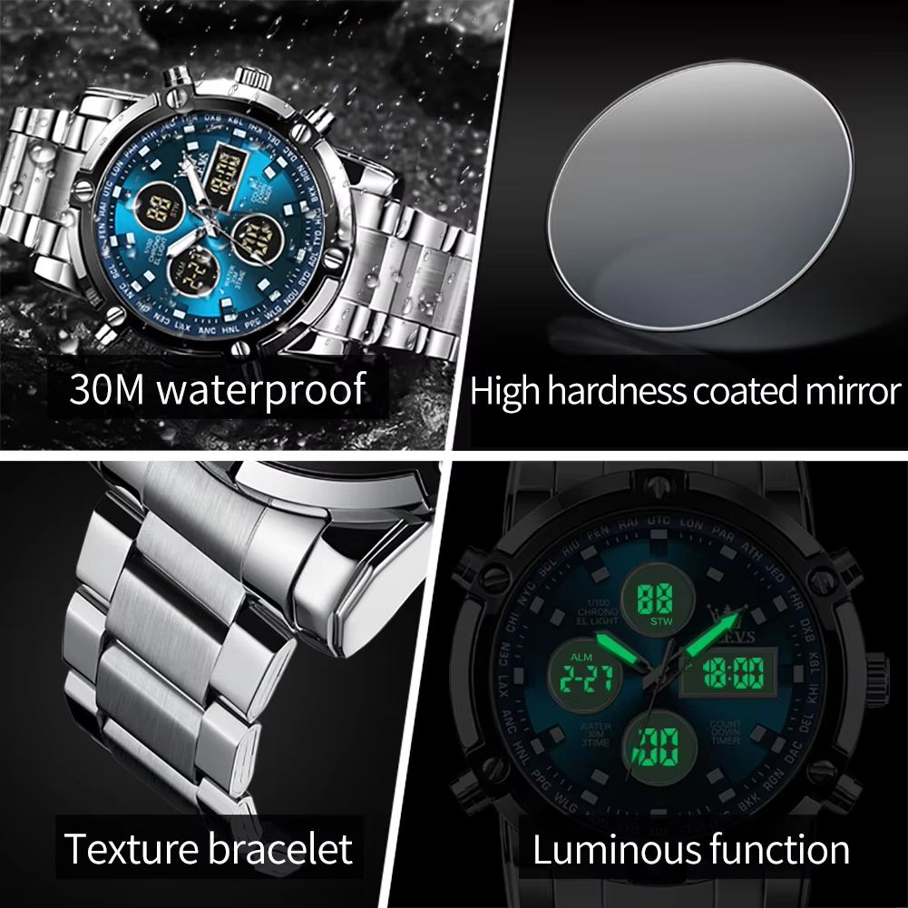 OLEVS Mens Multifunctional Watch  Waterproof Electronic Timepiece With Luminous Display Alarm  Fash 4
