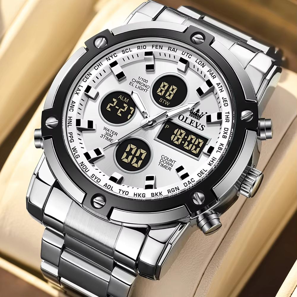 OLEVS Mens Multifunctional Watch  Waterproof Electronic Timepiece With Luminous Display Alarm  Fash 8