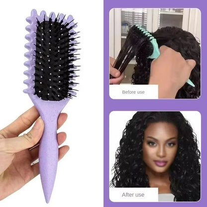 Salon Styling Curly Hair Brush – Professional Detangling & Shaping Tool for Men's and Women's Natural Curls