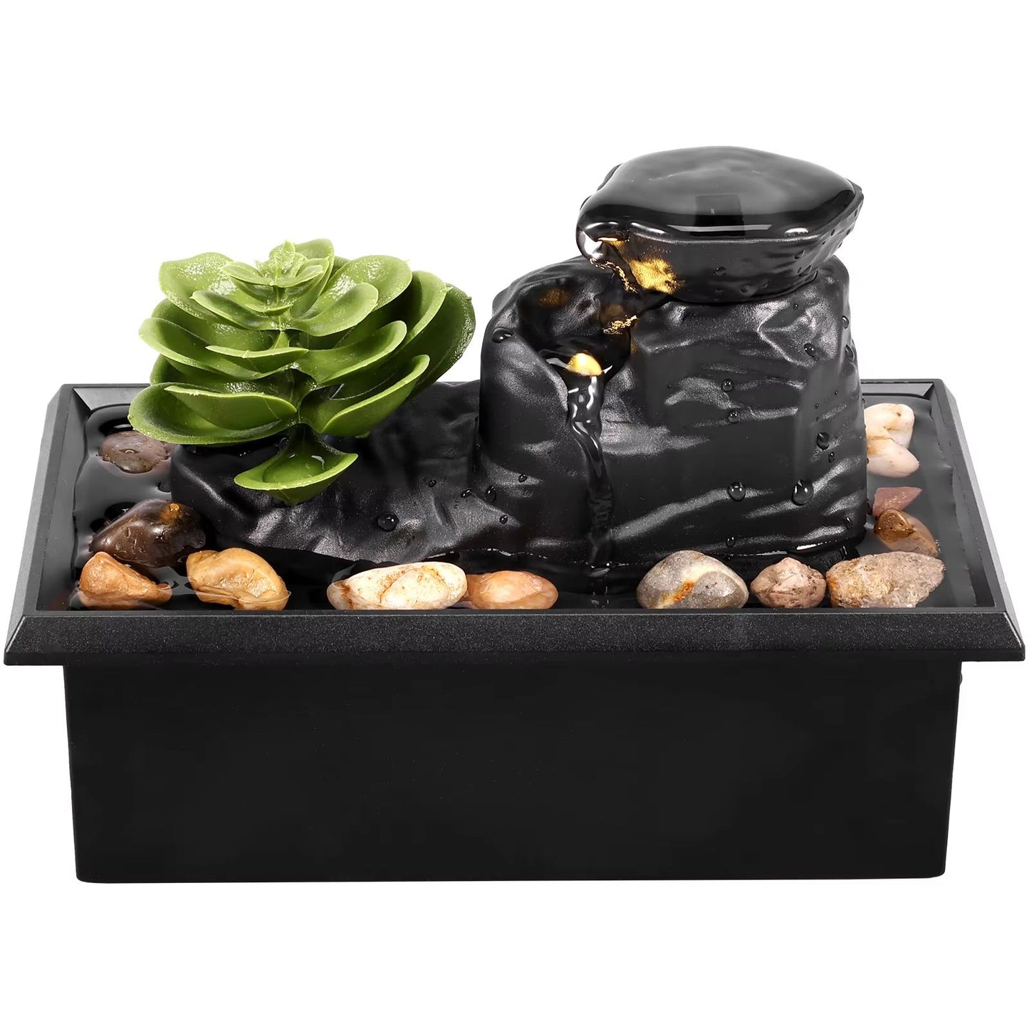 Tabletop Waterfall Fountain With LED Lights  Relaxing Desktop Meditation Fountain  Home Decor Accen 12