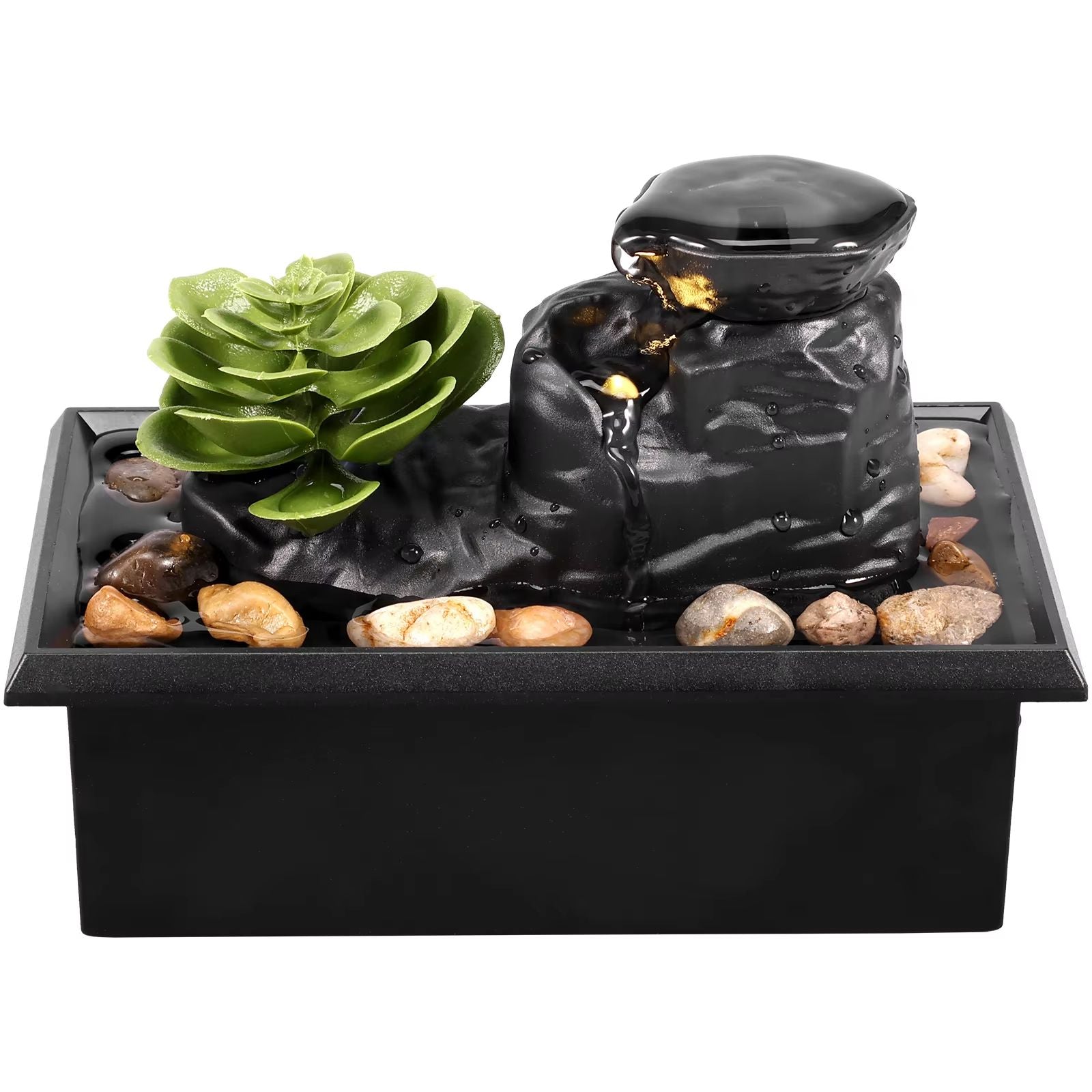 Tabletop Waterfall Fountain With LED Lights  Relaxing Desktop Meditation Fountain  Home Decor Accen 12