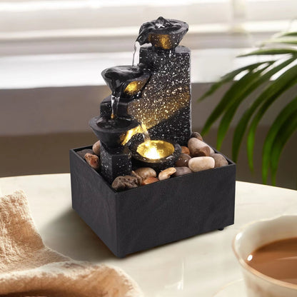 Tabletop Waterfall Fountain With LED Lights  Relaxing Desktop Meditation Fountain  Home Decor Accen 1