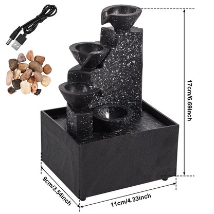 Tabletop Waterfall Fountain With LED Lights  Relaxing Desktop Meditation Fountain  Home Decor Accen 2