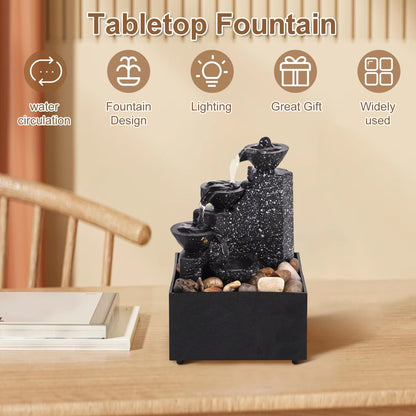 Tabletop Waterfall Fountain With LED Lights  Relaxing Desktop Meditation Fountain  Home Decor Accen 4
