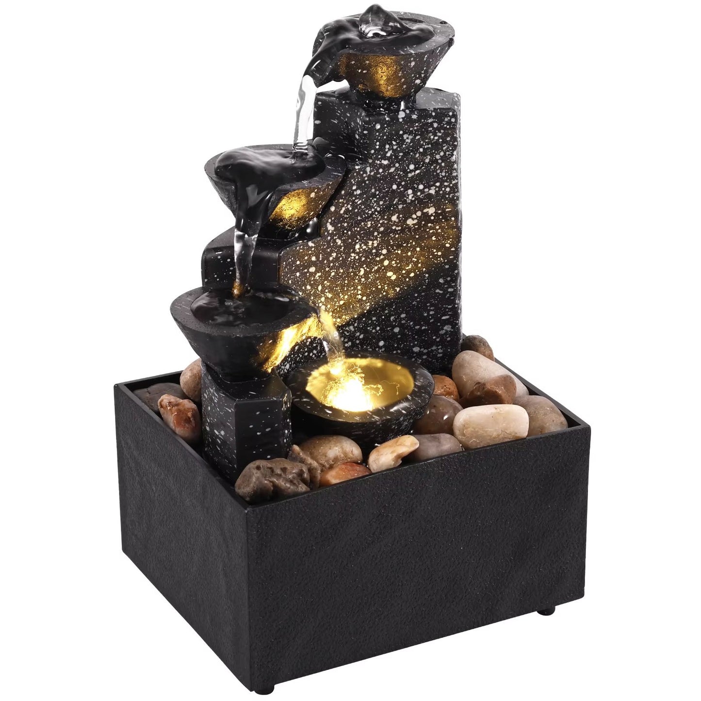 Tabletop Waterfall Fountain With LED Lights  Relaxing Desktop Meditation Fountain  Home Decor Accen 7
