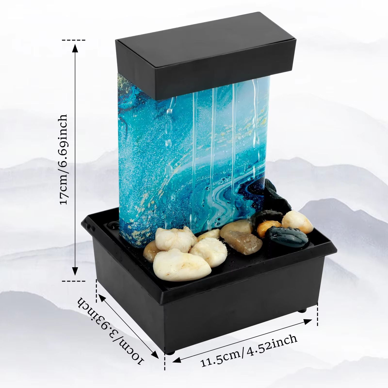 Tabletop Waterfall Fountain With LED Lights  Relaxing Desktop Meditation Fountain  Home Decor Accen 8