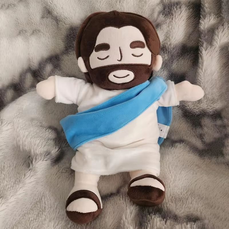 Soothing Breathing Jesus Plush Doll  Musical Sleep Companion  Calming Nighttime Toy For Children 1