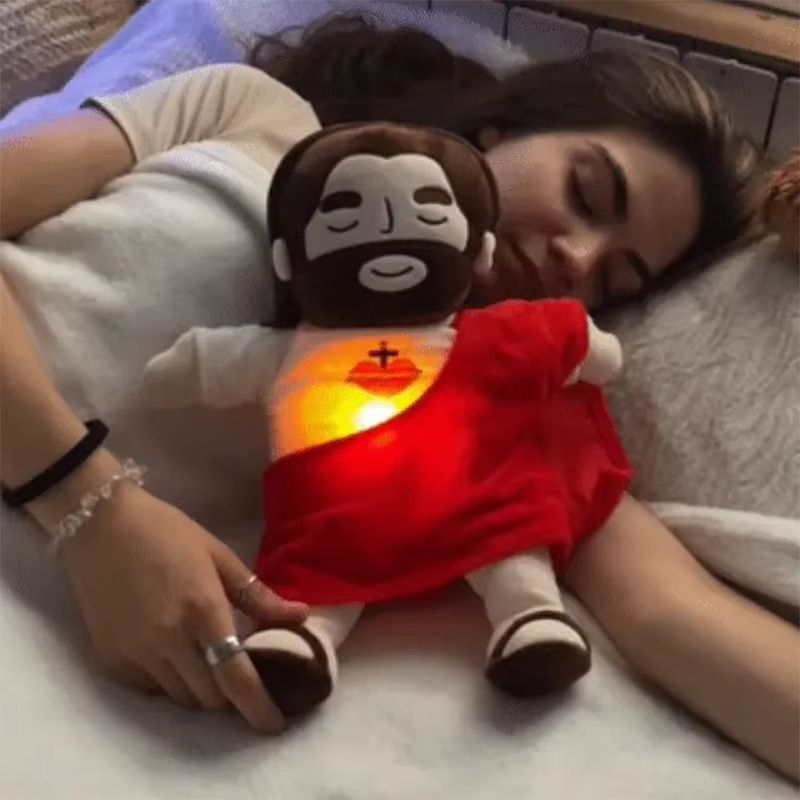 Soothing Breathing Jesus Plush Doll  Musical Sleep Companion  Calming Nighttime Toy For Children 2