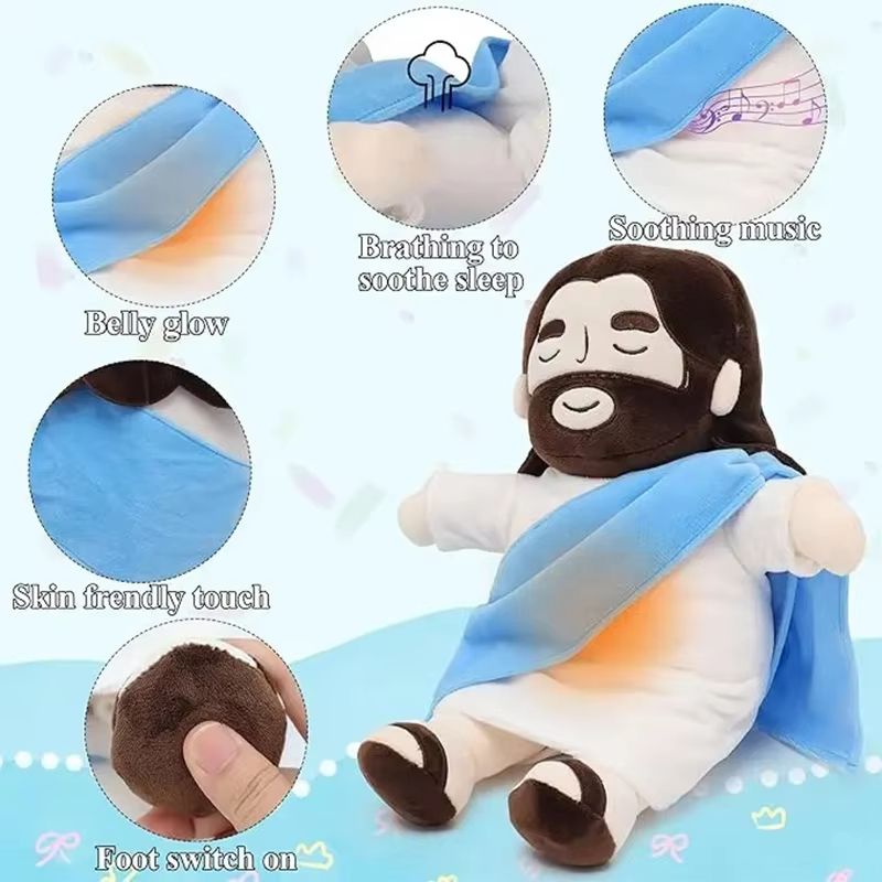 Soothing Breathing Jesus Plush Doll  Musical Sleep Companion  Calming Nighttime Toy For Children 4
