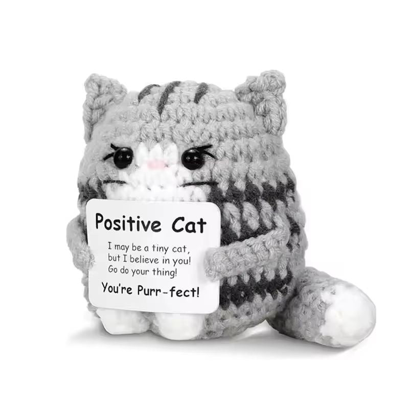 Funny Crochet Coffee Doll  Handmade Emotional Support Cup With Card Cute Desktop Ornament  Cozy Gif 8