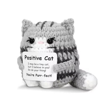 Funny Crochet Coffee Doll  Handmade Emotional Support Cup With Card Cute Desktop Ornament  Cozy Gif 8