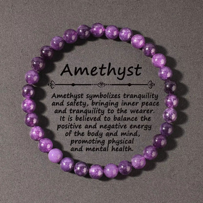 Natural Amethyst Bead Bracelet – Genuine Healing Stone Stretch Jewelry for Men & Women (6/8/10mm)