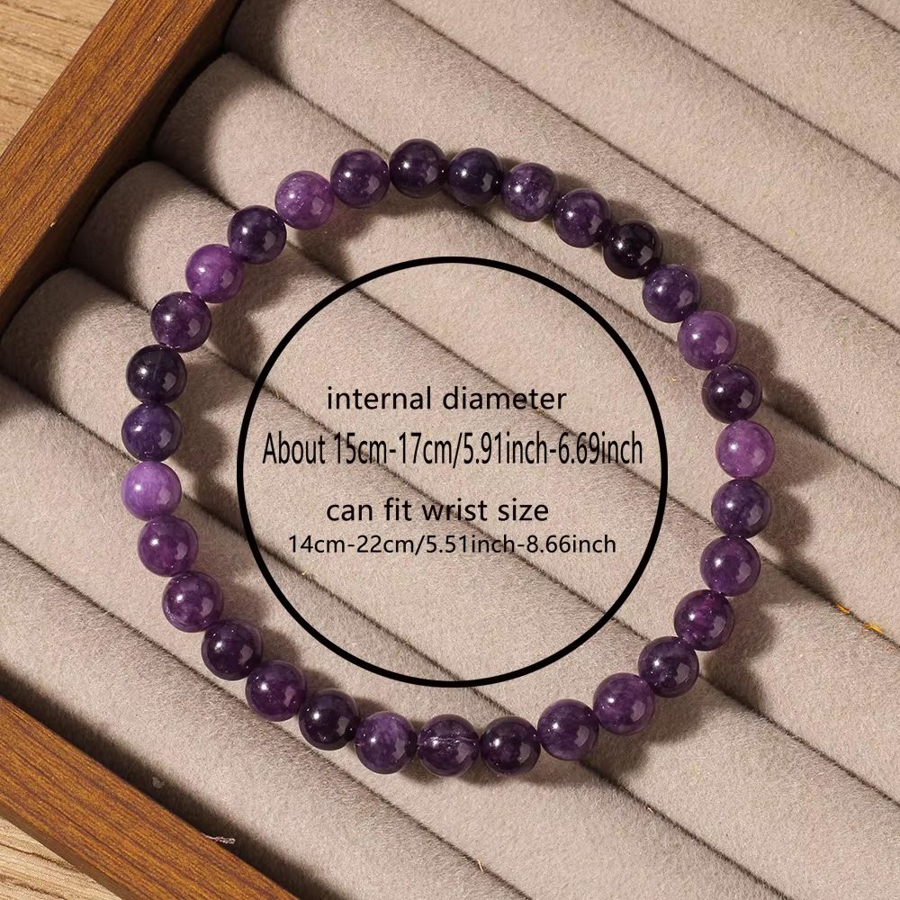 Natural Amethyst Bead Bracelet  Genuine Healing Stone Stretch Jewelry For Men  Women 6810mm 2