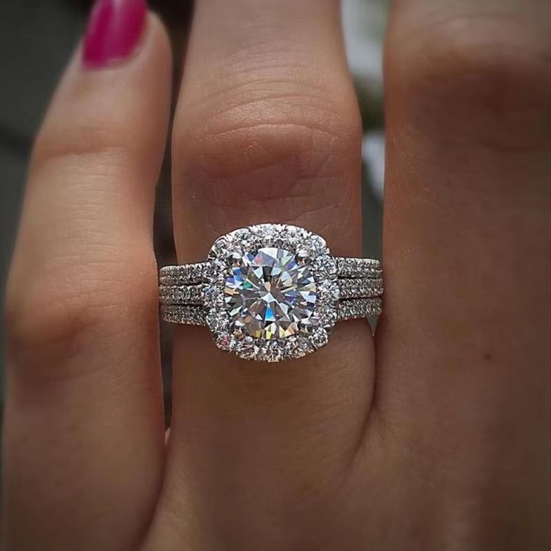 Elegant 925 Sterling Silver Moissanite Ring – Square Cut Luxury Engagement & Party Jewelry for Women