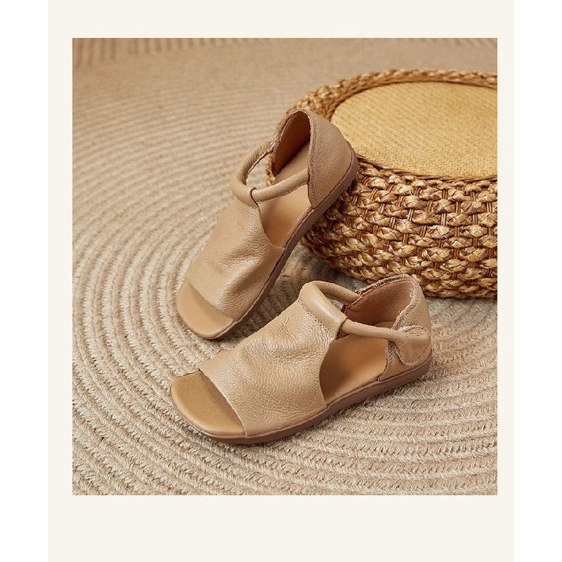 Retro Womens Brown Leather Gladiator Sandals, Open Toe, Soft Sole, Comfortable & Stylish Versatile Footwear