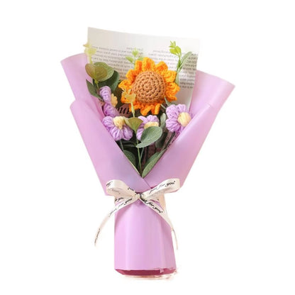 Handmade Crochet Flower Bouquet  Artificial Flower Sunflower  Daisy Arrangement For Anniversary Mot 9