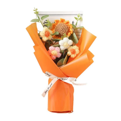 Handmade Crochet Flower Bouquet  Artificial Flower Sunflower  Daisy Arrangement For Anniversary Mot 10