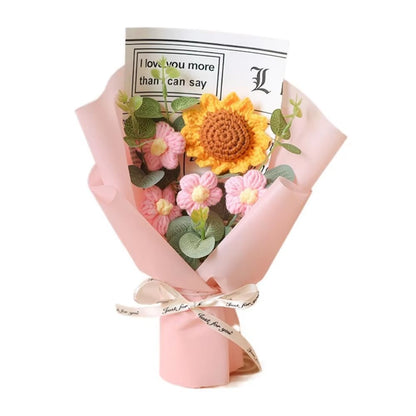 Handmade Crochet Flower Bouquet  Artificial Flower Sunflower  Daisy Arrangement For Anniversary Mot 6