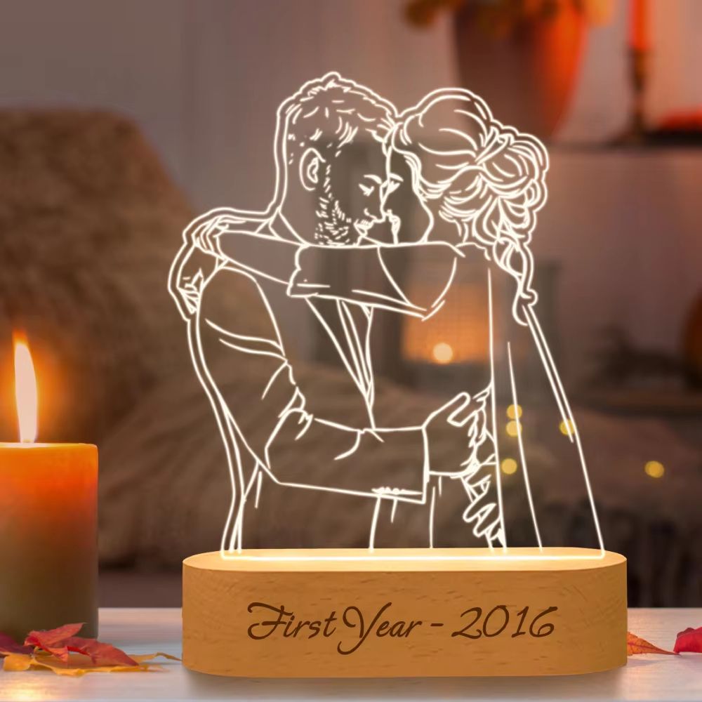 Personalized 3D Photo Lamp  Custom Night Light With Engraved Picture  Text For Wedding Anniversary  1