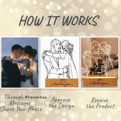 Personalized 3D Photo Lamp  Custom Night Light With Engraved Picture  Text For Wedding Anniversary  2