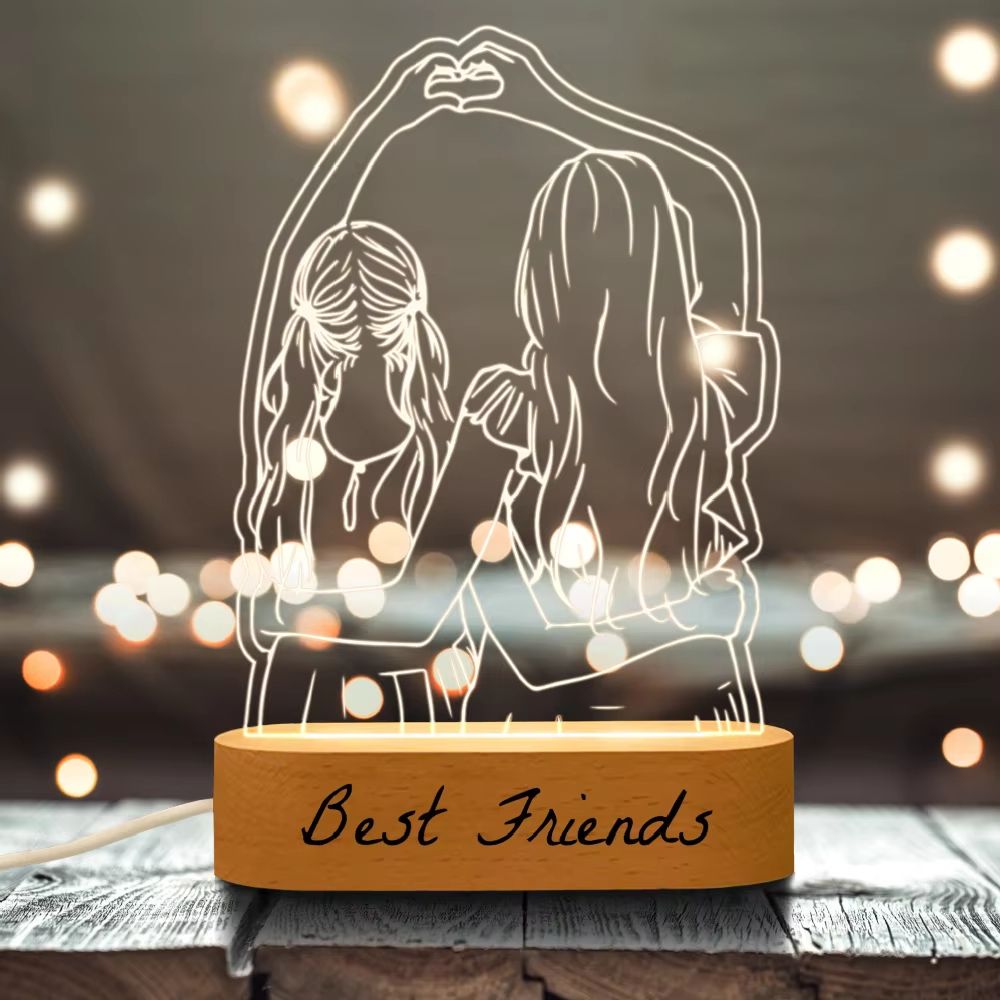 Personalized 3D Photo Lamp  Custom Night Light With Engraved Picture  Text For Wedding Anniversary  4